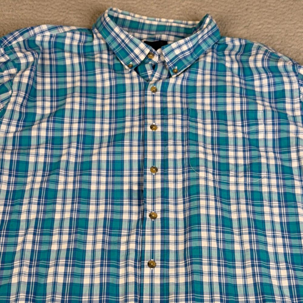 Harbor Bay Mens Shirt Mens 4XL Blue White Plaid Short Sleeve Pocket Big & Tall